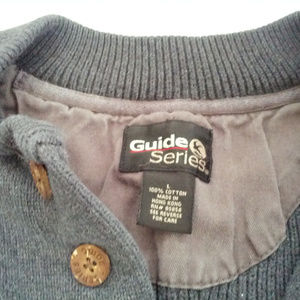 pullover long sleeve ribbed 5 button grey sweater